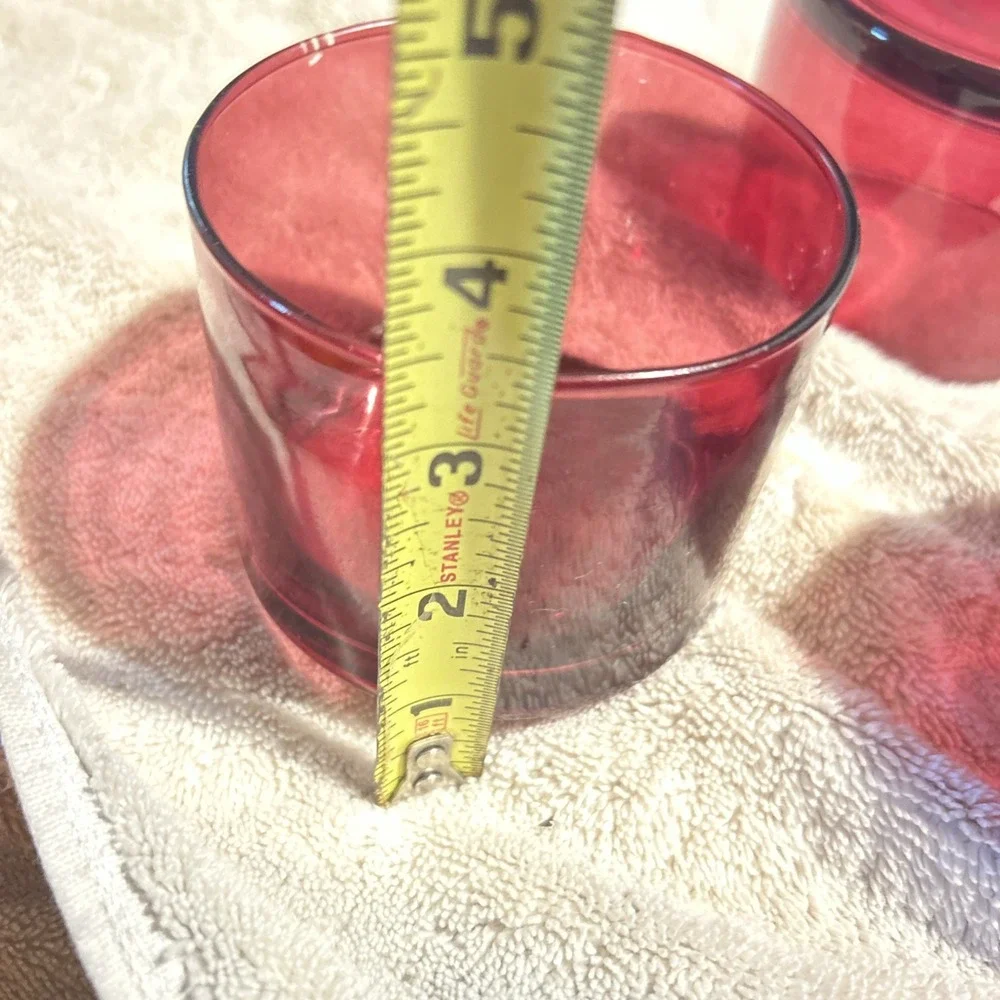 Vintage Ruby Red Glass Roly Poly Tumblers Set of 3 3.5